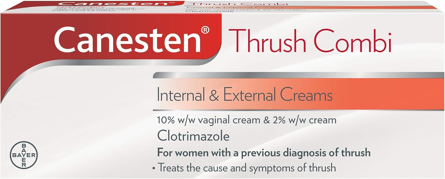 Canesten Thrush Combi Internal &amp; External Creams for Thrush Treatment | Clotrimazole | Two-Step Complete Relief Thrush Treatment,2 Count Pack of 1