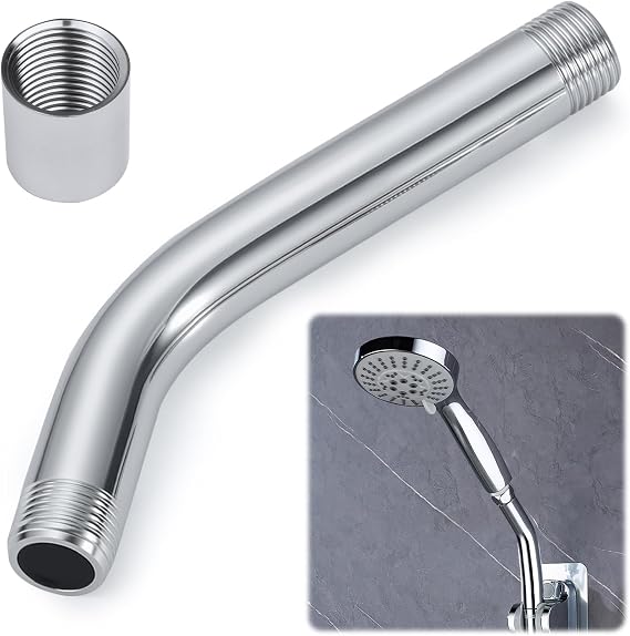 20cm Shower Head Extension Arm Curved Universal G1/2" Pipe Connector