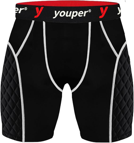 Youper Adult Elite Padded Sliding Shorts with Cup Pocket, Men's Slider Shorts for Baseball & Football