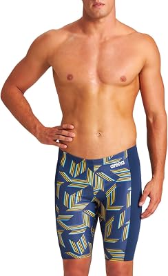 ARENA Puzzled Athletic Swim Jammers for Men Competitive Racing, Training, Quick Dry, Compression, Chlorine Resistant Swimsuit