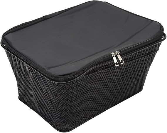 Rear Bike Basket, 20L Large Capacity Cargo Rack Storage Basket, Waterproof Metal Wire Basket with Lining, Easy Installation with Screw Nut for Most Rear Bike Racks