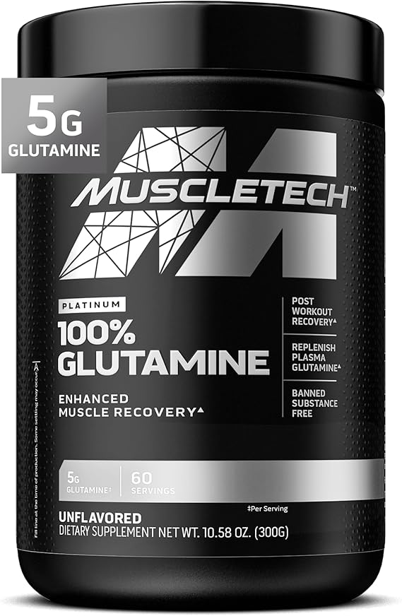 MuscleTech 100% L-Glutamine Powder for Enhanced Muscle Recovery, Unflavored