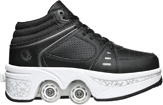 Roller Skate Shoes Unisex Shoes with Wheels That Pop Out 2-in-1 Skate Shoes & Sneakers Shoes That Turn Into Roller Skates Gift for Kids Boys Girls Men and Women