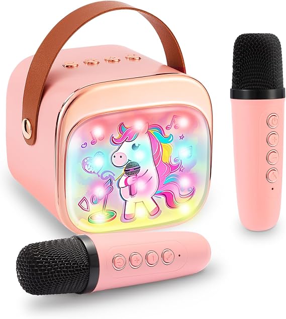 Mini Karaoke Machine 2 Microphones, Portable Kids Karaoke Machines for Girls Birthday Presents Christmas Xmas Gifts Families Party