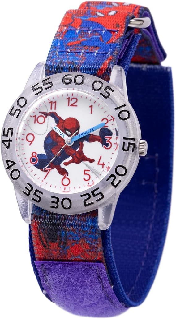 Marvel Spiderman Watch for Kids - Spiderman Watch Boys - Spider-Man Watches for Boys 4-6 - Toys - Kids - Marvel Toddler - Teen - Dark Blue Case - Multicolor 3D Strap