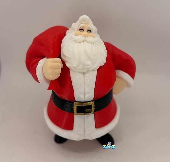 3D Printed Chunky Santa Claus Figurine 6.7" Cute Chubby Santa with Toy Sack Full-Color Christmas Holiday Decoration