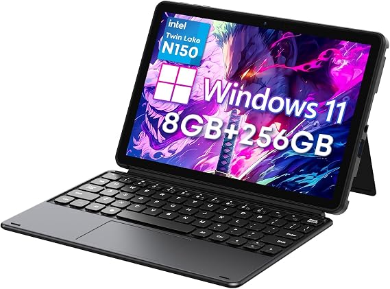 CHUWI Hi10 X2 Windows Tablet with Keyboard 10.1'', Intel Core i3, 8GB RAM 256GB SSD, 2 in 1 Laptop Tablet, 4K Micro HDMI, WiFi 6, BT 5.3, USB 3.2
