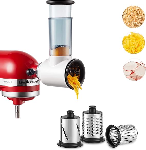 HOZODO Slicer Shredder Attachment for KitchenAid Stand Mixer | Cheese Grater Attachment for KitchenAid Stand Mixer, Food Processor with 3 Blades