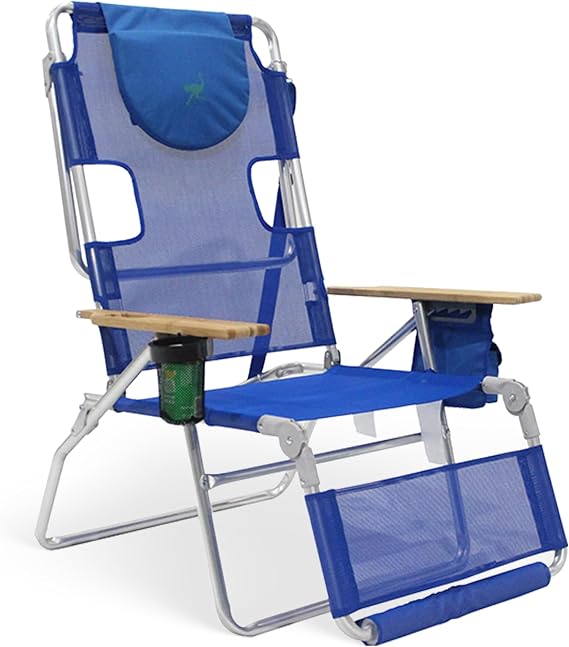 Ostrich The Altitude 3N1 Reclining Lounge Chair, Relaxing Beach Seat, Blue