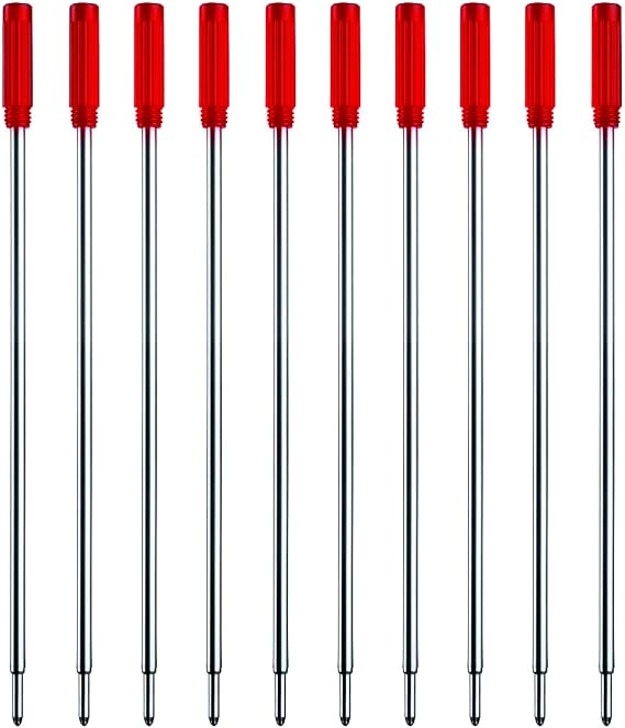 Red Ink Refills (10pcs), Replaceable Pens Refills, 1mm Medium Tip - Red