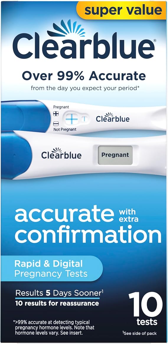 Clearblue Pregnancy Test Combo Pack, 10ct - Digital with Smart Countdown & Rapid Detection - Super Value
