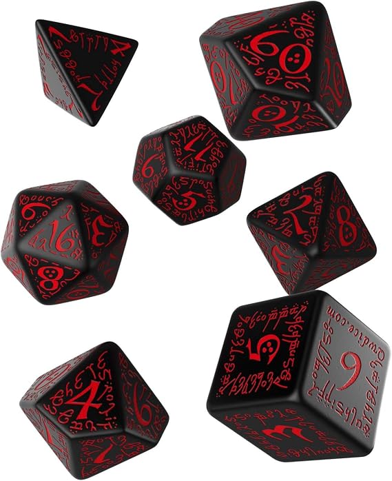 Elvish Dice Set, Black/Red