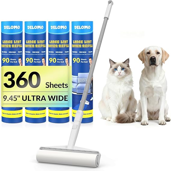 9.45" Large Lint Roller for Floors Carpet Furniture Bed Couches Rug