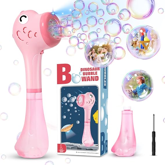 Panacare Electric Bubble Machine, Dinosaur Bubble Toy, Bubble Toy 4000+ Soap Bubbles/Min with 360ml, Super Bubble Solution for Outdoor, Party, Wedding, Bubble Machine for