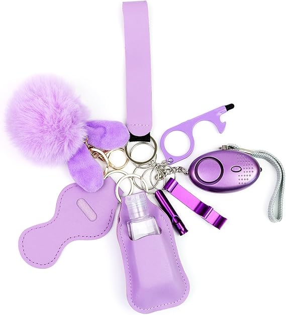 Safety Keychain Set for Women with Personal Alarms | 9 PCS Safety Alarm Keychain With Personal Alarms，Bright Flashlight,Whistle