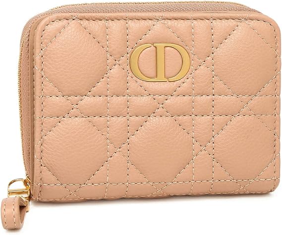 Christian Dior S5032 UWHC 49PU Bi-fold Wallet, Canage, Mini Wallet, Beige, Women's