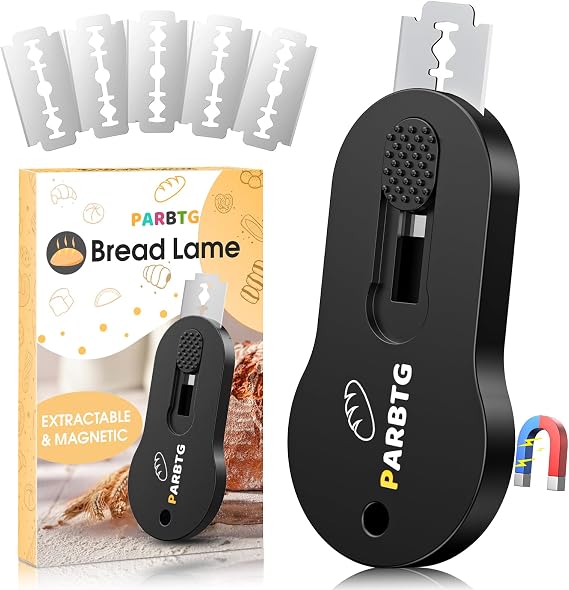 Extractable & Magnetic Bread Lame Dough Scoring Tool, Professional Sourdough Scoring Tool for Sourdough Bread Baking, Bread Making, Bread Scoring Tool with 5 Razor Blades & Scoring Patterns booklet