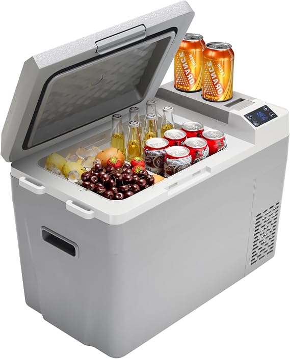 12 Volt Refrigerator 12V Car Fridge 23 Quart Portable Freezer Compressor Cooler, 12/24V DC & 110~240V AC, for Truck Van RV Camper SUV,8F~50F, Ideal for Travel Camping Road Trips Tailgating