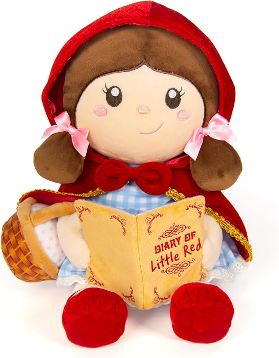 Cuddle Barn Lil Red - Animated Plush Storytelling Red Riding Hood Doll, 10" | Plays 5 Min of Red Riding Hood Story, Body Sways, Red Velvet Hooded Cape, Plush Basket, Batteries Included, Gift for Girls