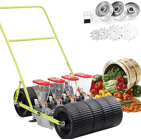 Hand Push Garden Seeder,Precision Hand Push Garden Seeder,Manual Vegetable Planter,Precision Walk-Behind Row Crop Planter,Adjustable Plant Spacing Spreader,for Planting Corn Soybean Peanut(Quad row)