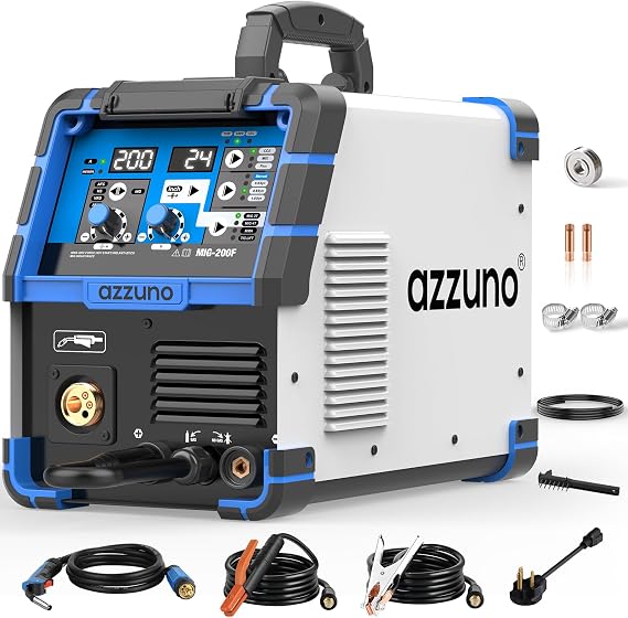 AZZUNO 200A MIG Welder,110V/220V 4 in 1 Gas/Flux Gasless MIG/Lift TIG/Stick