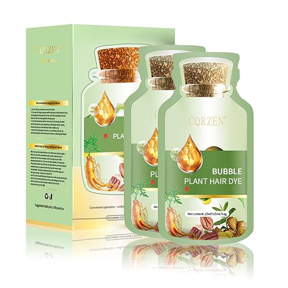 Natural Plant Hair Dye, New Botanical Bubble Hair Dye 20ml 10Packs/Box, Pure Plant Extract for Grey Hair Color Bubble Dye, Color Conditioner Shampoo (Natural Black)