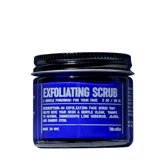 Blu Atlas Exfoliating Face Scrub for Men with Bamboo Classic Scent, 2 oz