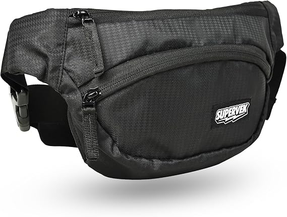 Supervek Mini Lightweight Water-Resistant Fanny Pack For Women & Men -Black