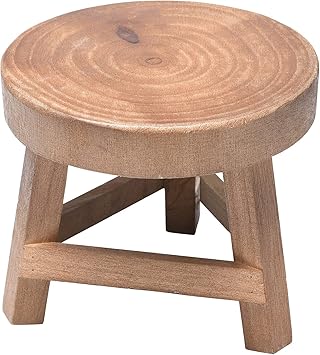 belupai Mini Round Wooden Stool, Gardening Stool Childrens Wooden Stool Garden Flower Pot Display Stand with 3 Legs, Modern Flower Display Holder For Indoor and Outdoor Home Garden Decoration(#1)
