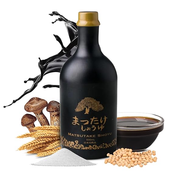 HAKU Matsutake Shoyu Japanese Soy Sauce (500 ml) - Organic Mushroom Flavored Dark Soy Sauce - Pure Soy Sauce with No Additives - Unfiltered Shoyu Sauce for Ramen, Ponzu, Sushi, Sashimi