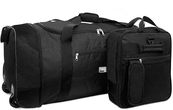 32 Inch Large Folding Wheeled Travel Sports Cargo Holdall Duffle Bag (0 Black)