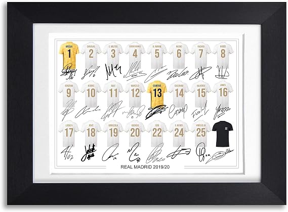 Real Madrid Team Squad 2019-2020 Signed Poster Print Framed Picture Photo Autograph Gift Eden Hazard Gareth Bale Zinedine Zidane Sergio Ramos (BLACK FRAMED & MOUNTED)