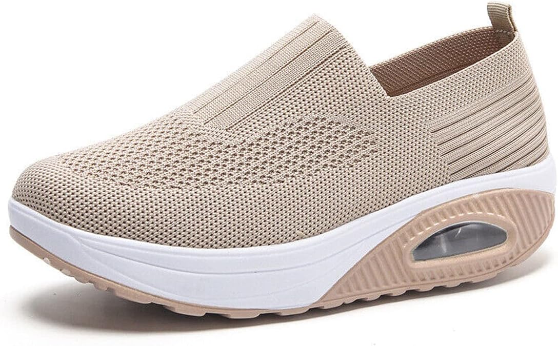 Dfcdcoo Orthopedic Sneakers for Women,Women's Orthopedic Sneakers,Air Cushion Slip-On Walking Shoes Platform Mesh Sneaker Sandals