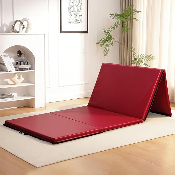 Gymnastics Mat 4'x8'x2" - Thick Folding Gym Exercise Mat with Carrying Handles, Home Floor Tumbling Pad for Yoga Martial Arts Stretching Aerobic Fitness Training
