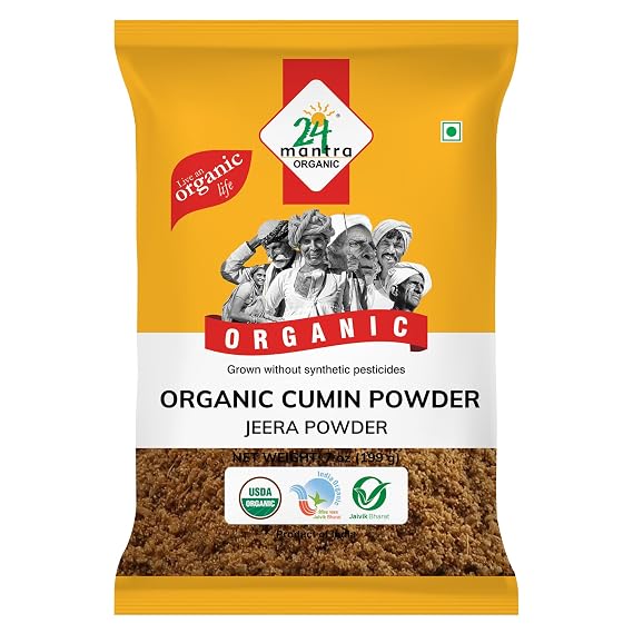 24 Mantra Organic Cumin Powder/Zeera Powder/Jeelakarra - 100% Organic | Chemical Free & Pesticides Free | Unadulterated | Rich & Strong Flavour 7 Oz
