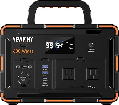 Portable Power Station 600W 162000mAh, Solar Generator SOS Light & LCD Screen, 7.17lbs Compact for RV Camping, Home Blackouts