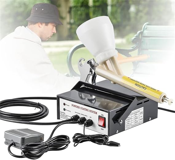 Electric Paint Sprayer,Powder Coating Machine Paint Gun,5 Stage Powder Coating Sy-stem Kits withFoot Switch Spraying Gun