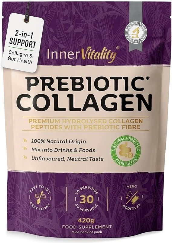 Prebiotic Collagen Powder - 420g Hydrolysed Collagen Peptides & Prebiotics