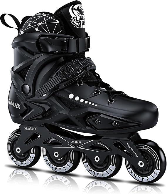 Inline Skates for Men Women,Performance Fitness Roller Skates Blades Adult Male Female, Comfortable Breathable Racing Skates with Washable Lining, Beginner Unisex,Outdoor/Indoor,Black