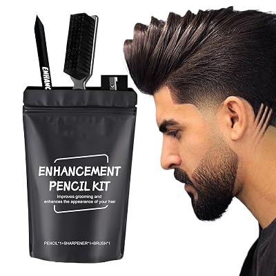 Beard Pencil Filler for Men Black | Hairline Enhancement Pencil Kit | Reusable Portable Barber Pencils Set with Brush and Sharpener Enhances Facial Contours | Portable Beard Pen for Home & Travel