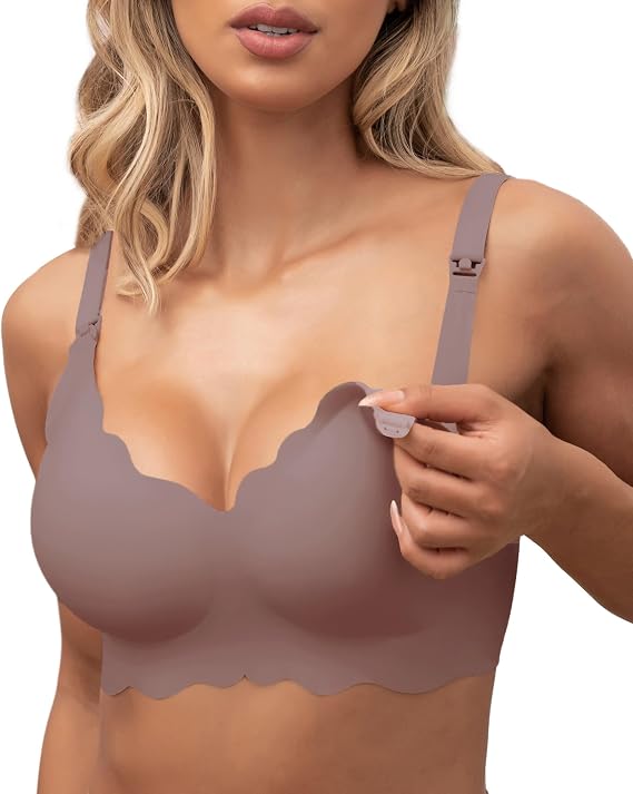 As Fairy Scalloped Nursing Bra Wireless Jelly Support Maternity Bra | soft,breathable cups,seamless,scalloped edges,comfortable,adjustable straps,nursing clips,pregnancy wear