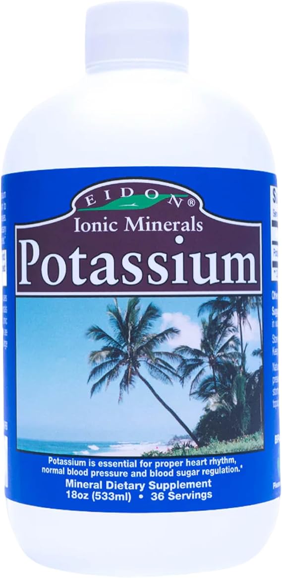 Eidon Ionic Minerals - Liquid Potassium Supplement, All Natural - 18 oz | Potassium Chloride Drops for Women & Men, Electrolyte Cell Function, Bioavailable Ionic Minerals, No-Preservatives