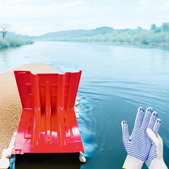 Flood Prevention Barriers, L-shaped Plastic Flood Gate Mobile Flood Control Retaining Wall, Flood Barriers For Underground Garages, Dams, Highways, Shopping Malls WMEIE ( Color : Rojo , Size : 1pcs )