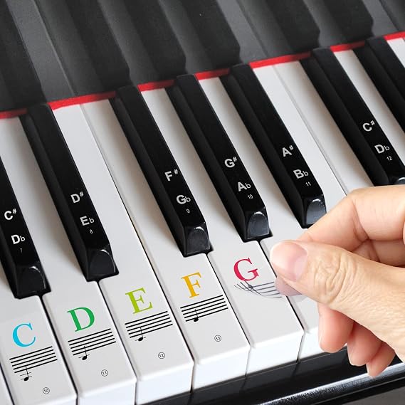 Removable Piano Keyboard Stickers - Note Labels for Beginners
