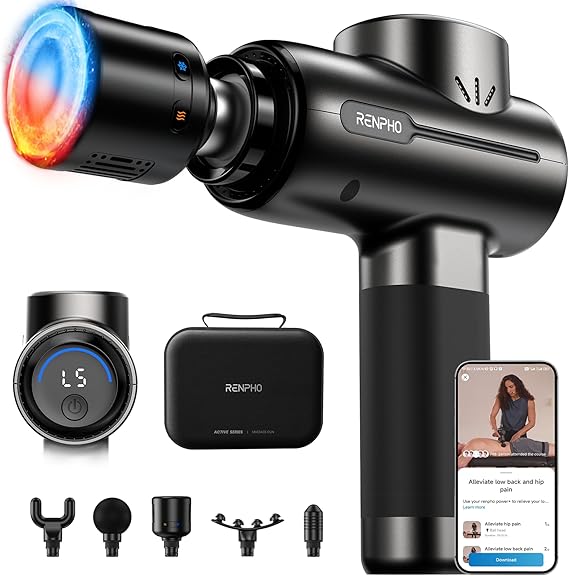 RENPHO Active+ Thermacool Massage Gun, Heat and Cold, App, Video Tutorials