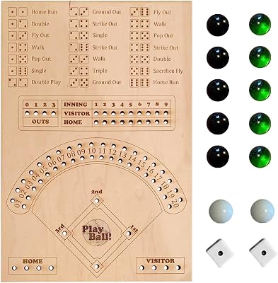 Baseball Dice Board Game: Wooden Board Games with Dice, Fun Baseball Math Table Games for Family, Party, Gatherings, Baseball Game