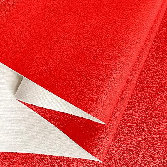 HYANG 35.82"x53.93"(91cmx137cm) Soft Faux Leather Fabric Lychee PU Synthethic Leather for Furniture Decor Car Upholstery (Red)