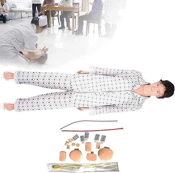 Full Body CPR First aid Training Dummy, Nursing Training Manikin, Interchangeable Patient Care Manikin, Elderly Manikin for Nursing Medical Training Teaching