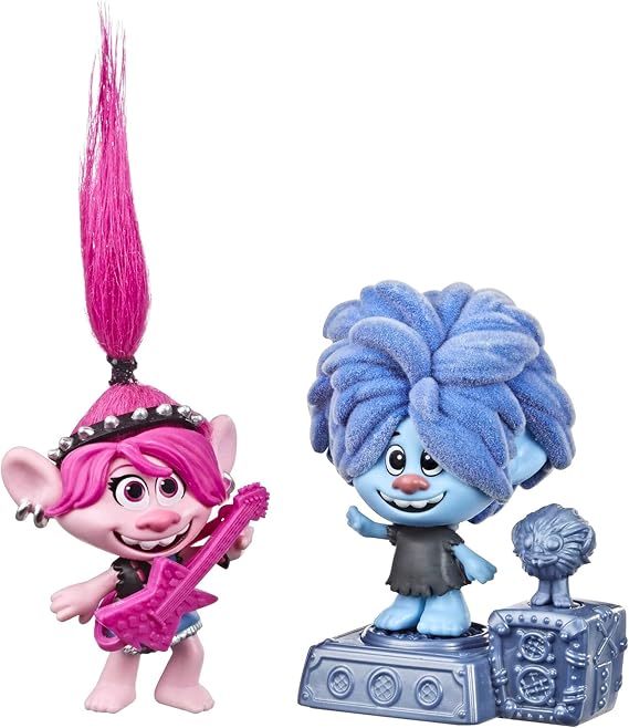 DreamWorks Trolls World Tour Rock City Bobble with 2 Figures, 1 with Bobble Action Plus Base, Toy Inspired by The Movie Trolls World Tour