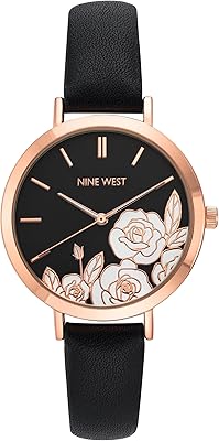Nine West Womens Floral Dial Strap Watch